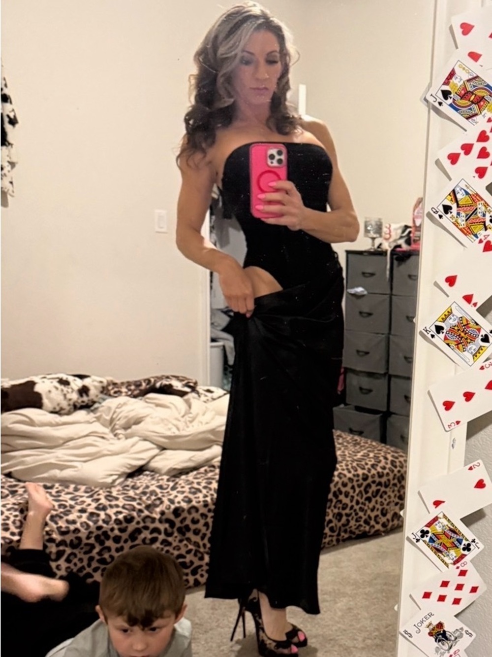 ALL THE WAYS Carrie Strapless Black Midi Dress